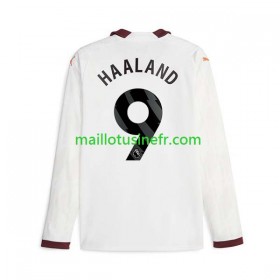 Maillot de Foot Manchester City Erling Haaland 9 Extérieur 2023-24 Manches Longues